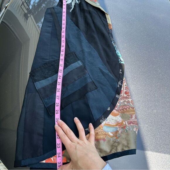 GinYa Floral Quilted Embroidered Appliqué Asian Style Long Line Open Front Vest - Picture 16 of 16